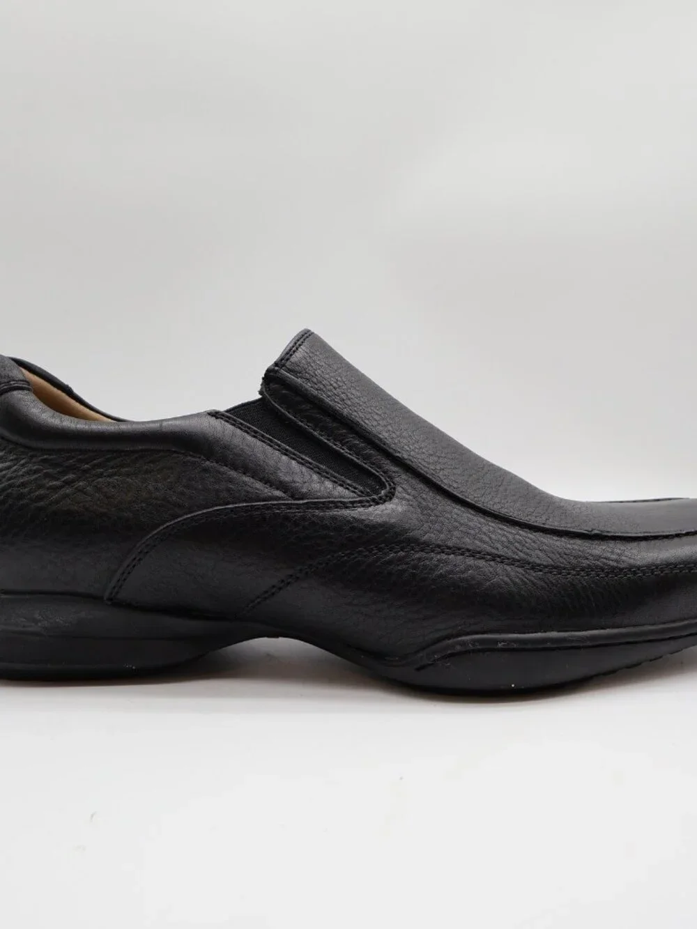 Hush Puppies Santiago Men's 12 Black Leather Slip-On Dress Loafers